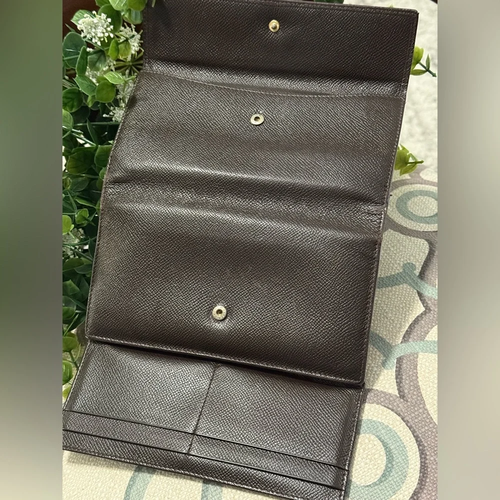 BVLGARI Brown Leather Bifold Long Wallet Purse - Picture 10 of 16